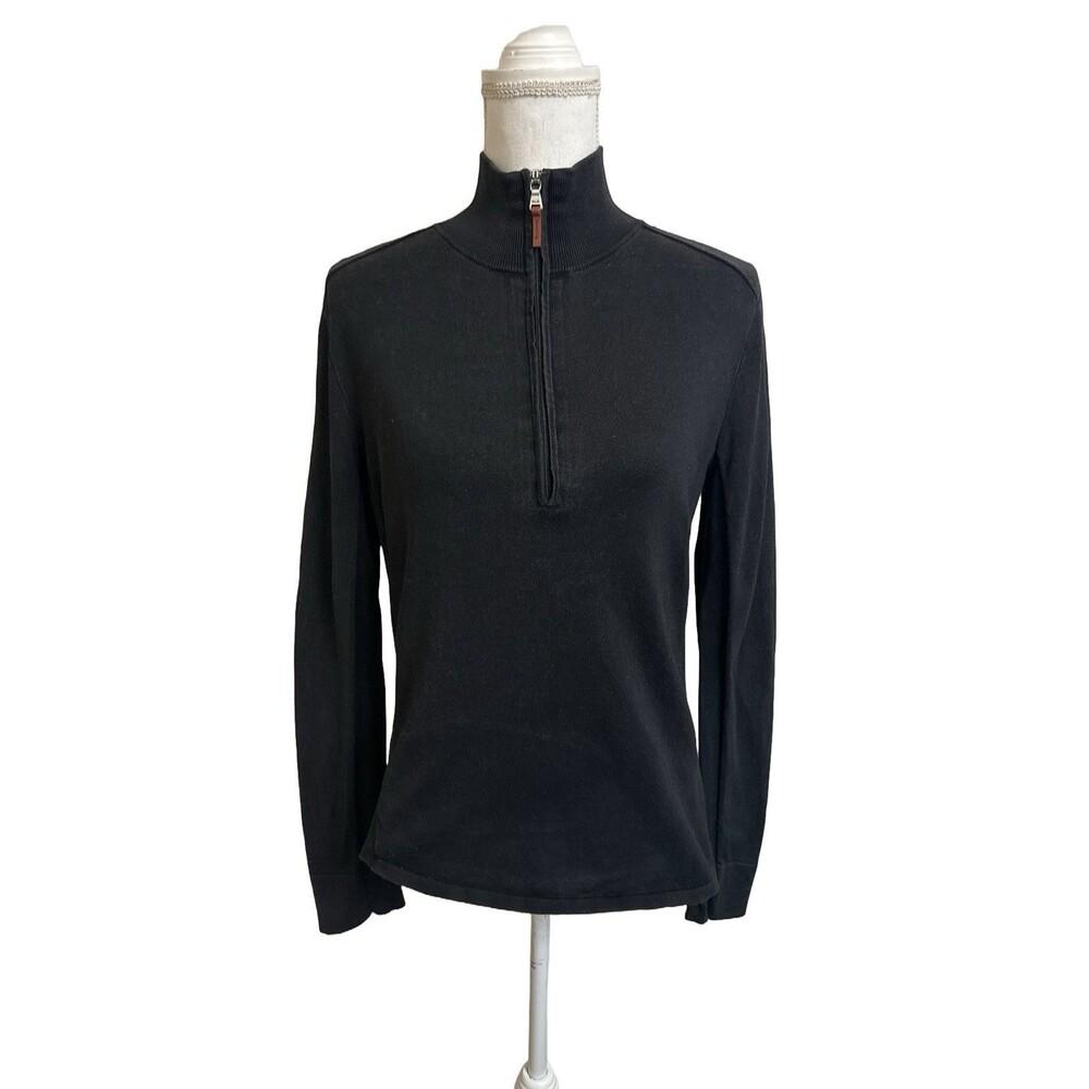 RLX Ralph Lauren Women's L Black 1/2 Zip Pullover Sweater Cotton